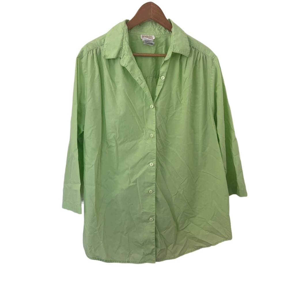 Woman’s Roamans Lime Green Button Down Blouse Size Large